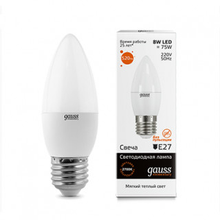 Лампа Gauss LED Elementary 8W 33218 3000K E27 свеча