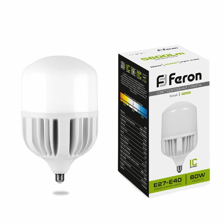 Лампа  FERON LB-65 LED 60W Е27/Е40 4000K