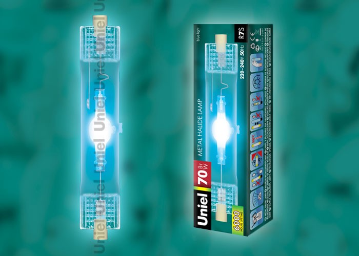 Лампа металлогалог Uniel MH-DE70/BLUE/RX7s синяя