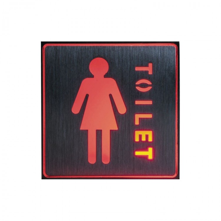 EL54 1 LED аккум.светильник AC "Туалет женский" красный 110*110*20 мм, серебристый