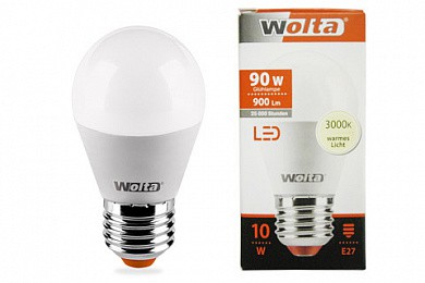 Лампа WOLTA Led 25Y45GL 10W E27 3000K шар (350)