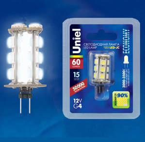 Лампа светодиодная  Uniel LED-JC-12/0.9W/NW/G4 65lm Corn Уценка!