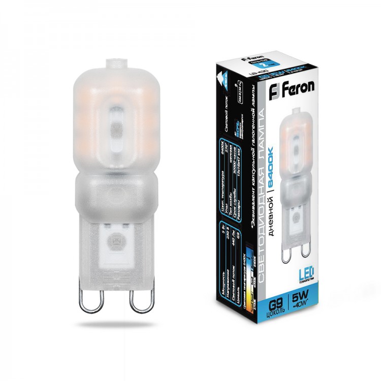 Лампа  FERON светод. LB-430 (5W) 230V G9 6400K (990)