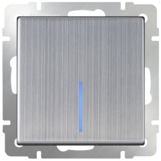 Werkel Выключатель 1-кл. проходной с подсветкой  W1112102  (WL02-SW-1G-2W-LED) глянц.никель
