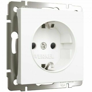 Werkel Розетка с/з и шторками  W1171161 белый матовый