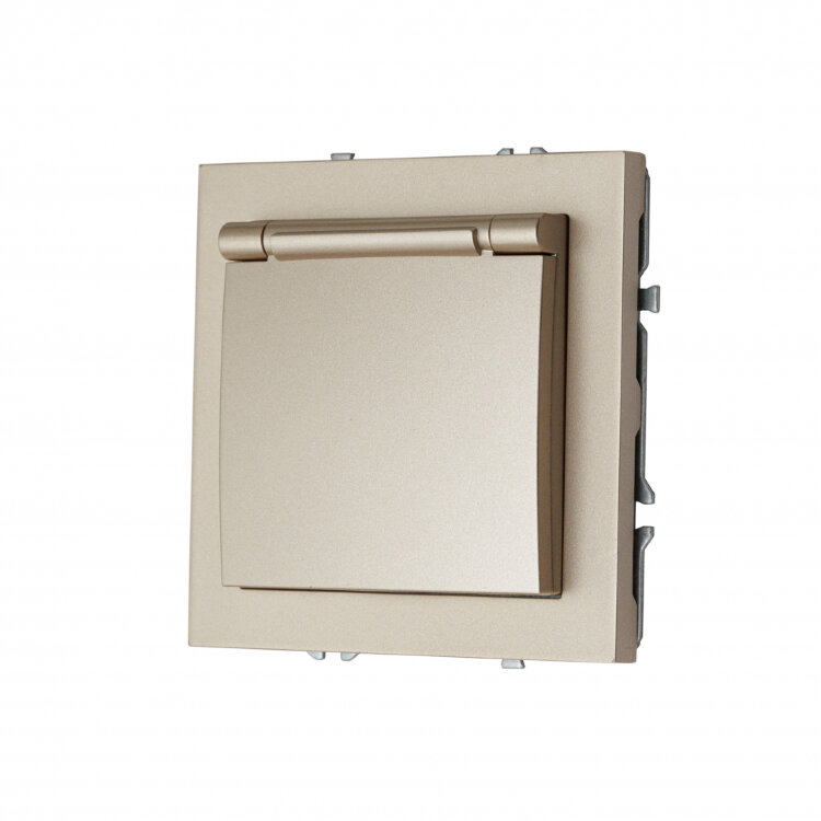 Розетка с заземлением и крышкой, 16 А, 250 В (латунь) MI5-1405