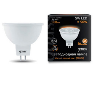 Лампа Gauss LED MR16 5W 101505105 3000K GU5.3 Lens