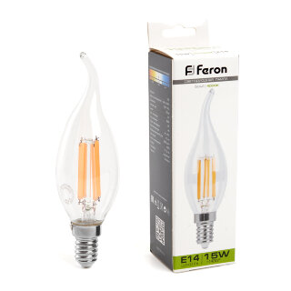 Лампа светодиодная Feron LB-718 15W E14 230V 4000K Свеча на ветру