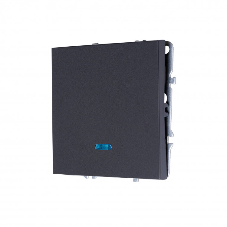 MIKAMI MI-5 Выключатель проходной 1-кл с подсветкой  Черный soft touch