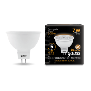 Лампа Gauss LED MR16 7W 101505107 3000K GU5.3 Lens