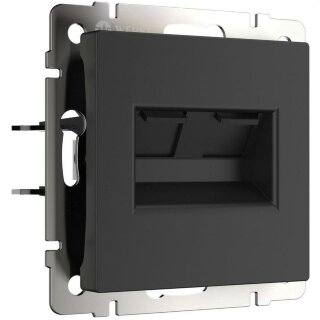 Werkel Розетка телефонная+ интернет RJ11+ RJ45 Черный матовый WL08-RJ11-45