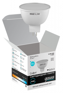 Лампа Gauss LED Elementary MR16 5.5W 13526 GU5.3 4100K Frost