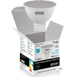Лампа Gauss LED Elementary MR16 7W 13527 GU5.3 4100K Frost
