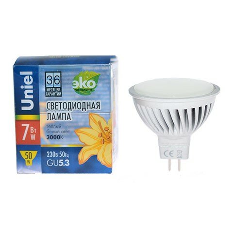 Лампа светодиодная  Uniel LED-JCDR-7W/WW/GU5.3/FR ALF03SL теплый белый (167)