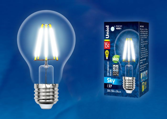 Лампа светодиодная  Uniel LED-A70-15W/4000K/E27/CL  PLS02WH 4000K серия Sky  форма 