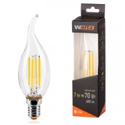 Лампа WOLTA Led Filament 25YCDFT 7W E14 3000К свеча на ветру (866)