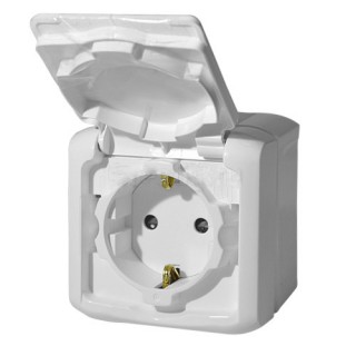 Legrand Quteo Белый Розетка 1-ая с крышкой со шторками 782321 IP44