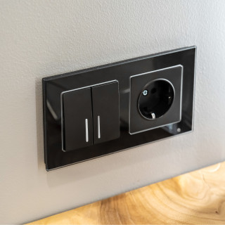 Werkel Выключатель 2-кл. с подсветкой Черный матовый W1120108 (WL08-SW-2G-LED)