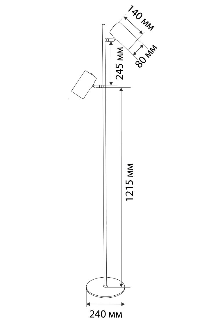 Торшер МТ2015  (белый, с двумя плафонами, 220В,  Е27, 60Вт)