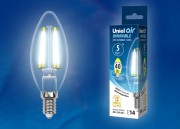 Лампа светодиодная  Uniel LED-C35-5W/NW/E14/CL/DIM GLA01TR серия Air форма "свеча"