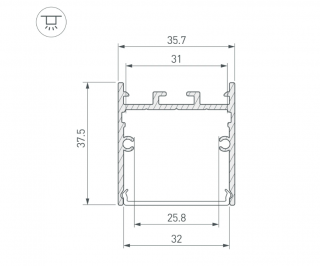 Профиль SL-LINE-3638-LW-2000 ANOD BLACK (Arlight, Алюминий)