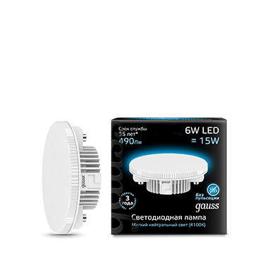 Лампа Gauss LED 108008206 GX53 6W 4100K