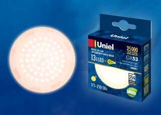 Лампа светод. Uniel LED-GX53-13W/WW/GX53/FR PLZ01WH  3000K (102991)