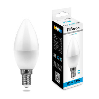 Лампа светодиодная Feron LB-770 Свеча E14 11W 175-265V 6400K C37
