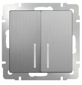 Werkel Выключатель 2-кл. с подсветкой  Серебряный рифленый W1120109 (WL09-SW-2G-LED)