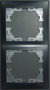 Рамка LEZARD 2-ая  вертик. метал серый со вставкой 701-1010-152