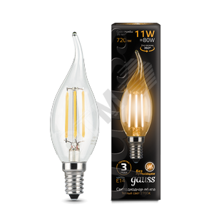 Лампа Gauss LED Filament 11W 104801111 2700K E14 свеча на ветру