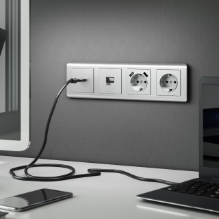 Werkel Розетка интернет 1-ая  RJ-45 Серебряный рифленый W1181009 (WL09-RJ-45)