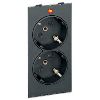 SConnect Графит Розетка двойная 2к+з Schuko, 16А, 250В CIMA-модуль 52*108мм S1-14