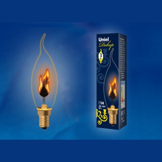 Свеча декоративная IL-N-CW35-3/RED-FLAME/E14/CL "эффект пламени" (811)