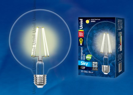 Лампа светодиодная  Uniel LED-G125-15W/3000K/E27/CL  PLS02WH 3000K серия Sky форма "Шар" (578)