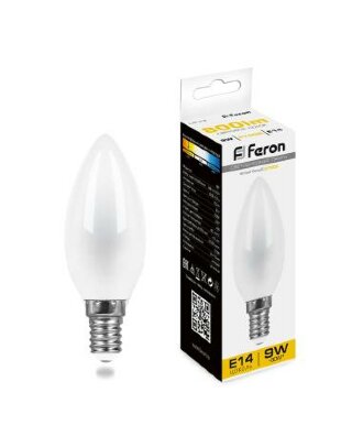 Лампа светодиодная Feron LB-73 Свеча E14 9W 230V 2700K матовая