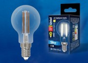 Лампа светодиодная  Uniel LED-G45-11W/3000K/E14/CL  PLS02WH 3000K серия Sky  форма "Шар" (948)