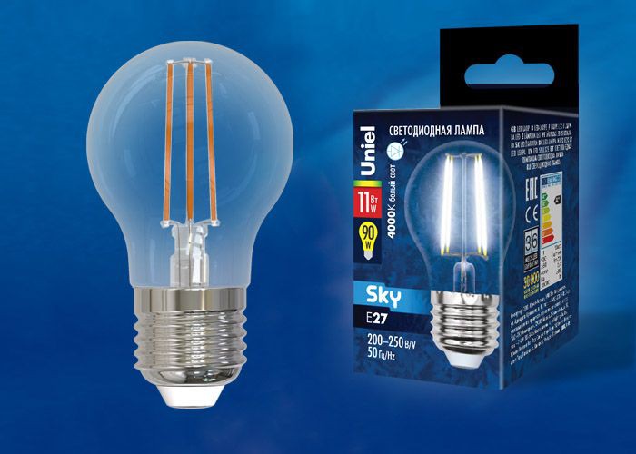 Лампа светодиодная  Uniel LED-G45-11W/4000K/E27/CL  PLS02WH 4000K серия Sky  форма 