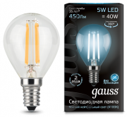 Лампа Gauss LED Filament 5W 105801205 4100K E14 шар