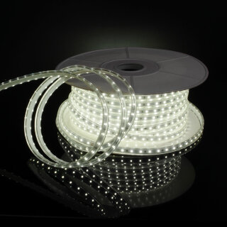 Лента светод. LS014  8W/m 220V 60Led 2835 IP65 6500К  холодный белый 50м