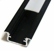 Профиль алюминиевый встраиваемый черный  2206 матовый экран, торц.заглушки,крепежные клипсы