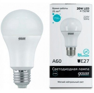 Лампа Gauss LED Elementary 20W A60 23229 4100K E27