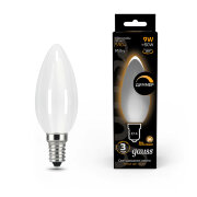 Лампа Gauss LED Filament свеча 9W 610lm 4100K E14 milky диммир.