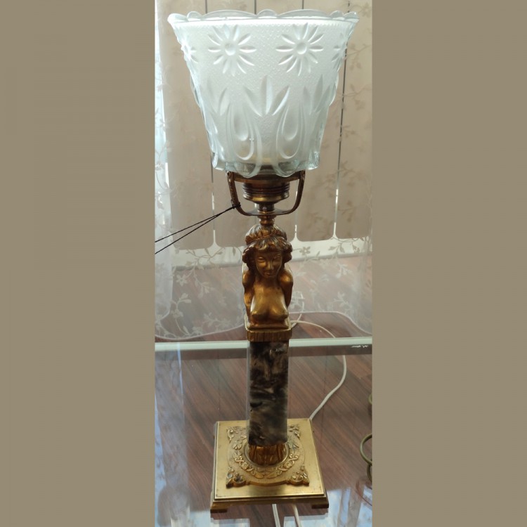 Настольная лампа "Ника" бронза серый мрамор, осн.золоч. неоклассика