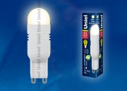 Лампа светодиодная  Uniel LED-JCD-9W/3000K/G9/CL GLZ09TR
