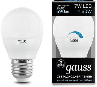Лампа Gauss LED DIMM 105102207-D Globe E27 7W 4100К диммируемая NEW